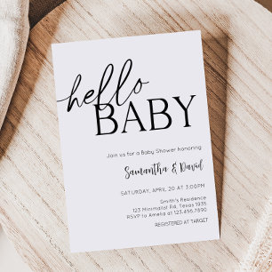 Minimalistisk Hej Baby Modern Baby Shower Inbjudningar