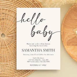 Minimalistisk Hej Bebis Baby Shower Inbjudningar