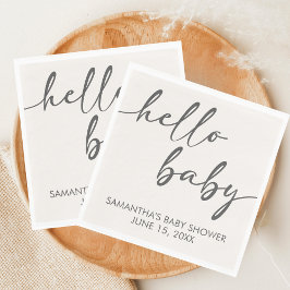 Minimalistisk Hej Bebis Baby Shower Pappersservett