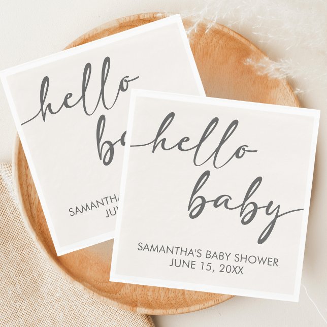 Minimalistisk Hej Bebis Baby Shower Pappersservett (Hello Baby Baby Shower Napkin)