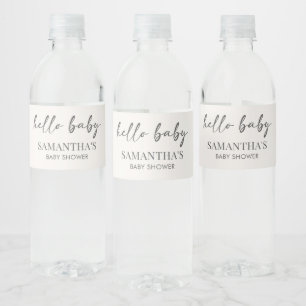 Minimalistisk Hej Bebis Baby Shower Vattenflaskor Etikett