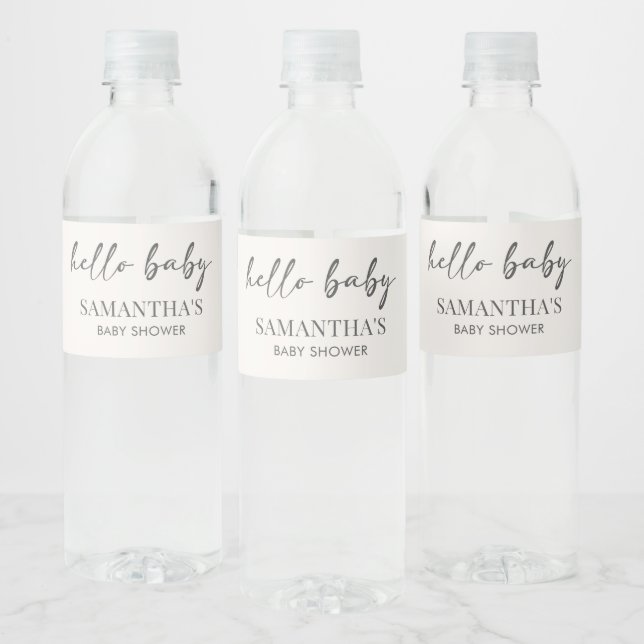 Minimalistisk Hej Bebis Baby Shower Vattenflaskor Etikett (Flaskor)