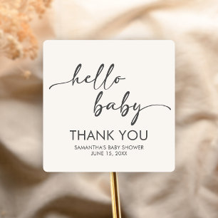 Minimalistisk Hej Bebis Bebis Shower Fyrkantigt Klistermärke