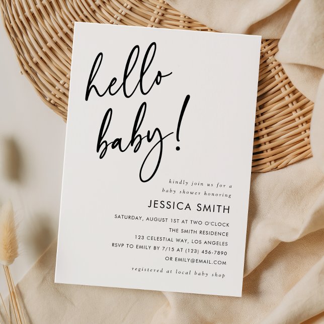Minimalistisk Hej Bebis Modern Bebis-fest Inbjudningar (Skapare uppladdad)