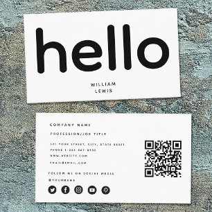 Minimalistisk Hej-medieikoner för QR-kod Social Visitkort
