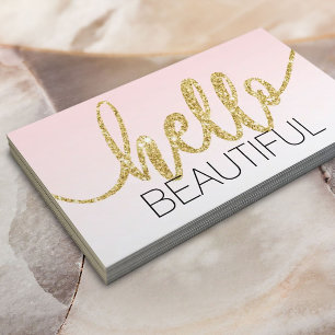 Minimalistisk Hej Vackert Guld Rosa Visitkort
