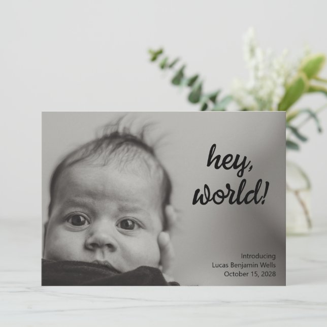 Minimalistisk helbild nyfödd baby foto födelse meddelande (Stående Fram)