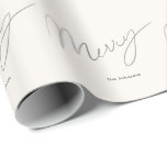Minimalistisk Helgdag av skript Merry Cream White Presentpapper<br><div class="desc">Denna minimalistiska och chic "merry" christmas/helgdag-förpackning har en gräddvit bakgrund med skriptbokstäver. Anpassa den efter dina behov. Du hittar matchande produkter i min butik.</div>