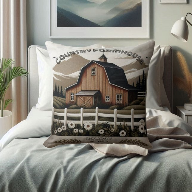 Minimalistisk helgdag Home Rustic Land-lantgård Kudde (Holiday Home Rustic Country Farmhouse Minimalist Throw Pillow)