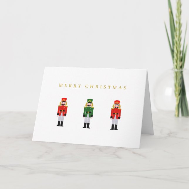 Minimalistisk Helgdag Red Grönt Nutcracker Kort (Framsida)