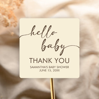 Minimalistisk Hello Baby Förlossningsfest Fyrkantigt Klistermärke