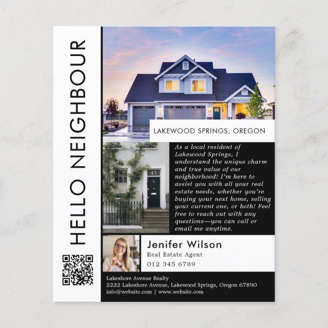 Minimalistisk Hello Neighbor Fastighetsintroduktio Flygblad (Framsidan)