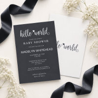 Minimalistisk Hello World Baby Shower Mjuk Svart