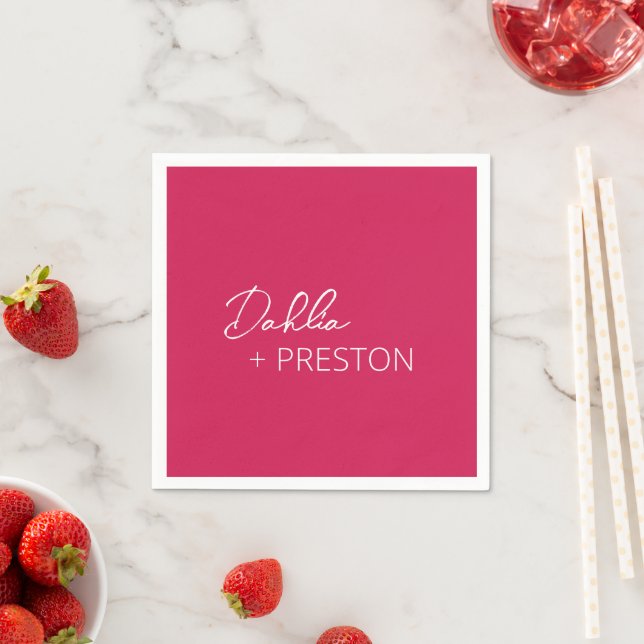 Minimalistisk het rosa modern bröllop pappersservett (Insitu)