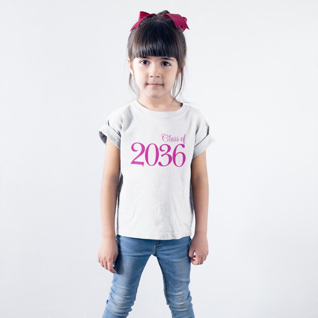 Minimalistisk het rosa skolklass t shirt (Hot Pink Typography - White Tee)