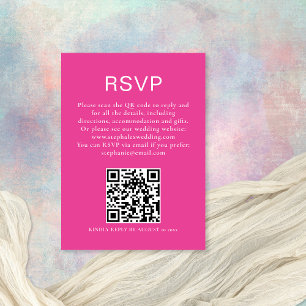 Minimalistisk het rosa text QR-kod RSVP Tilläggskort