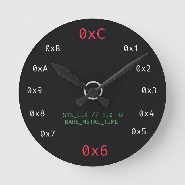 Minimalistisk hexadecimal väggklocka för mörka pro (Framsida)