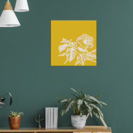 Minimalistisk Hibiscus Flower Line Art Poster
