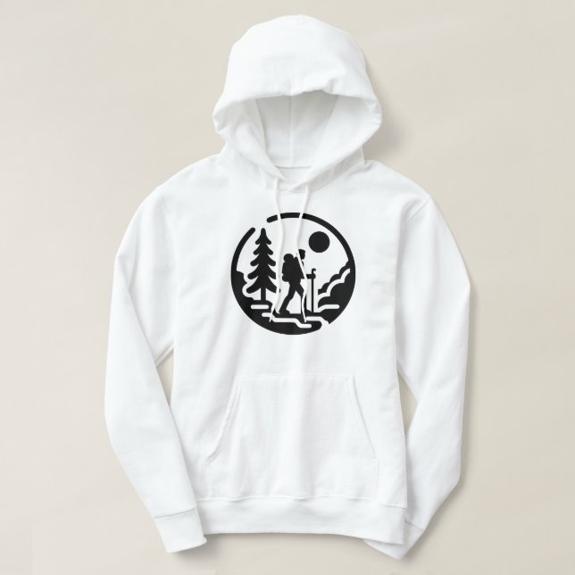 Minimalistisk Hiker Silhouette med naturscen Hoodie (Design framsida)