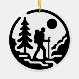 Minimalistisk Hiker Silhouette - natur liggande Julgransprydnad Keramik