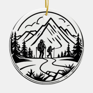 Minimalistisk hiking Äventyr Scenia Mountain Trail Julgransprydnad Keramik