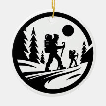 Minimalistisk Hiking Silhouette - svartvitt