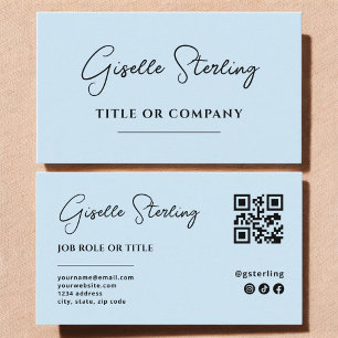 Minimalistisk Himmel Blue Professionell Company QR Visitkort