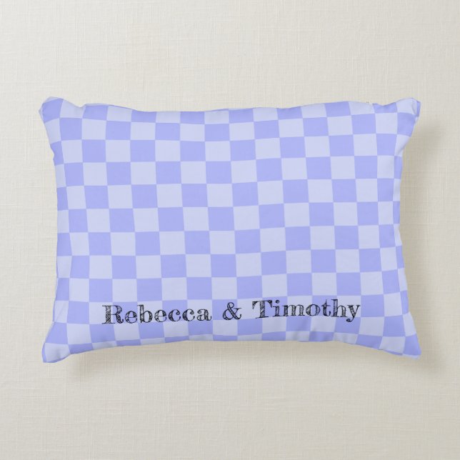 Minimalistisk himmelsblått mönster anpassad text prydnadskudde (Framsidan)