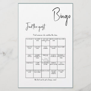 Minimalistisk Hitta Gäst-Bingo - Svart Utgåva Flygblad