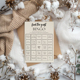 Minimalistisk Hitta Gästen Bröllopsbingo Spelkort Inbjudningar