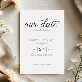Minimalistisk hjärt-typografi Elegant bröllop Spara Datumet