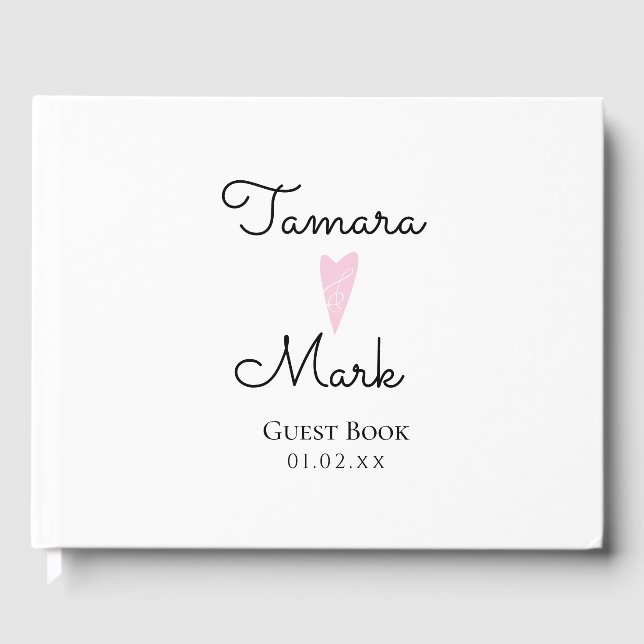 Minimalistisk hjärta Bröllop Enkel script Gästböcker (Framsida)