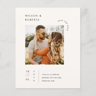 Minimalistisk hjärta foto Spara datum inbjudan Flygblad