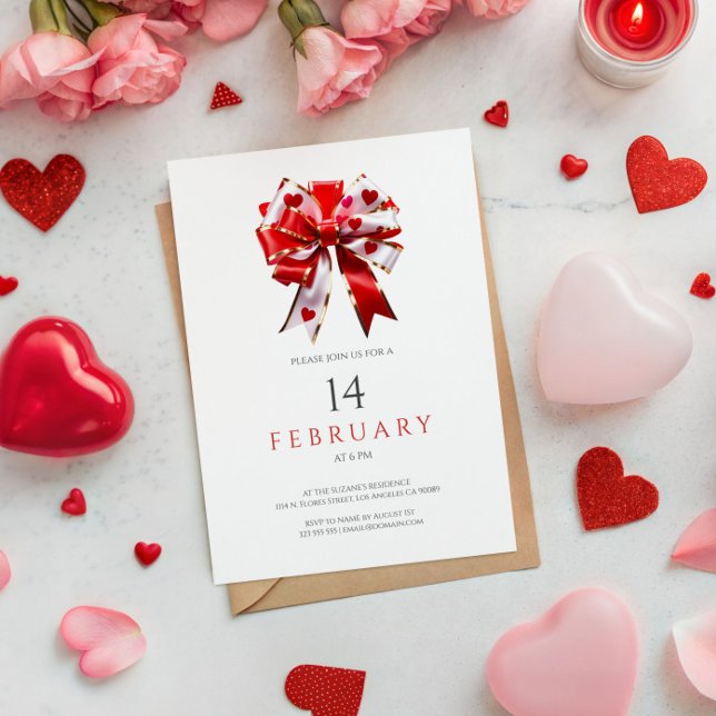 Minimalistisk hjärtans flugbindel valentinsparty  inbjudningar (Skapare uppladdad)