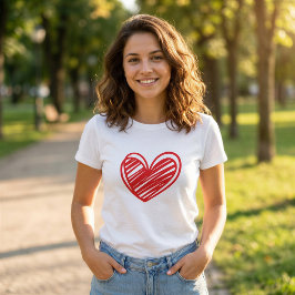 Minimalistisk hjärtgrafik Dam Vit T-Shirt
