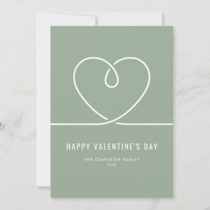 Minimalistisk hjärtsäsong Grönt Glad Alla hjärtans Julkort