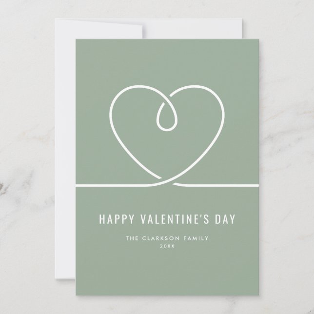 Minimalistisk hjärtsäsong Grönt Glad Alla hjärtans Julkort (Framsida)