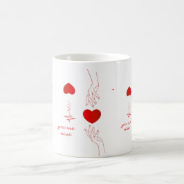 Minimalistisk hjärtslag och händer Kärleksmugg – R Kaffemugg