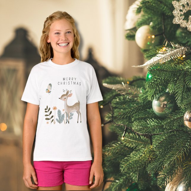 Minimalistisk Hjort av vattenfärg och fjäril T Shirt (Skapare uppladdad)