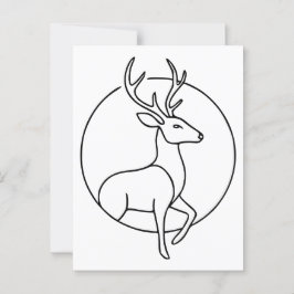 Minimalistisk Hjort Line Art - Forest Animal Art Vykort