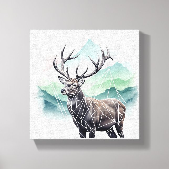 Minimalistisk Hjort Wall Art Canvas - Geometric Li (Framsida)