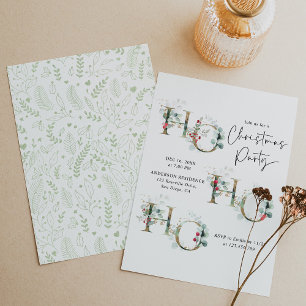 Minimalistisk Ho Ho Ho Greenery-Julfest Inbjudningar