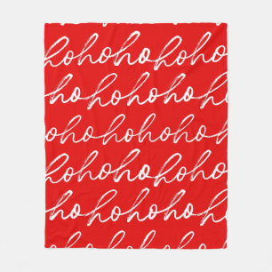 Minimalistisk Ho Ho Ho Text Red Helgdag Mönster Fleecefilt