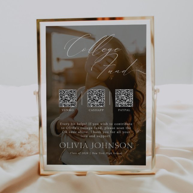 Minimalistisk högskolefond med foto och 3 QR-koder Poster (Skapare uppladdad)