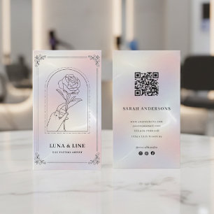 Minimalistisk holografisk blom QR-kod  Visitkort