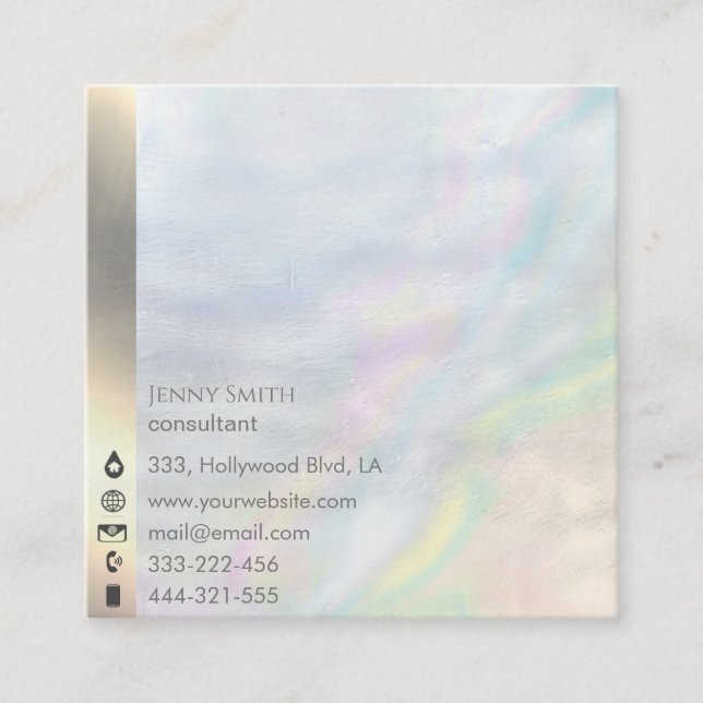 Minimalistisk holografisk, enkel professionell fyrkantigt visitkort (Framsida)