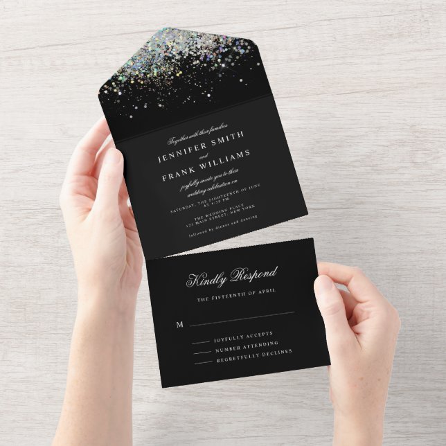Minimalistisk holografisk glitter svart enkel mode (Avrivbar del)