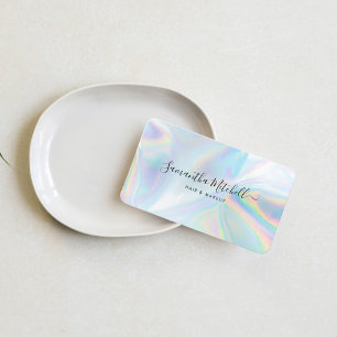 Minimalistisk holografisk QR-kod Beautician Salon Visitkort