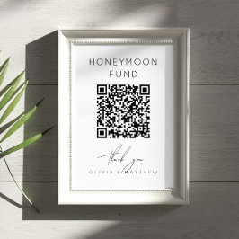 Minimalistisk Honeymånfond + QR-kod | Bröllop Gift Poster