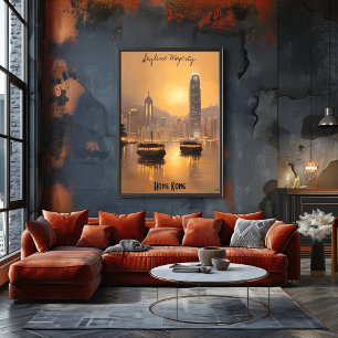 Minimalistisk Hong Kong Skyline - Soft Tones Art A Poster